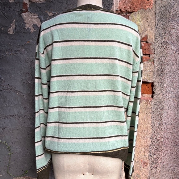 WHITE + WARREN CASHMERE MIXED STRIPE CREW - Picture 4 of 11